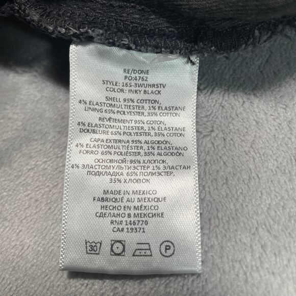 Re/Done Jeans Womens 30 Black 70s Ultra High Rise Stove Pipe Stretch Button Fly - Picture 5 of 15